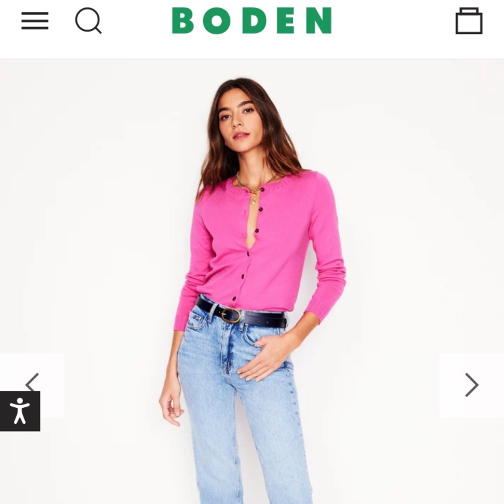 Boden NWT Emilia Cotton Crew Pink Cardigan